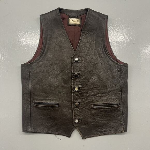 Vintage Other - Vintage 80s Mont Brown Western Leather Vest